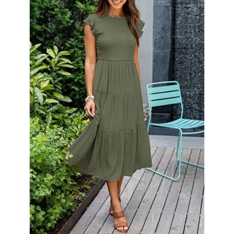 Brenna - Solid Midi Dress